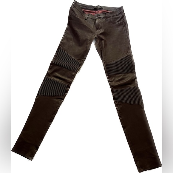 J Brand Tonya Burgundy Leather Moto Pants size 27 - Picture 2 of 6